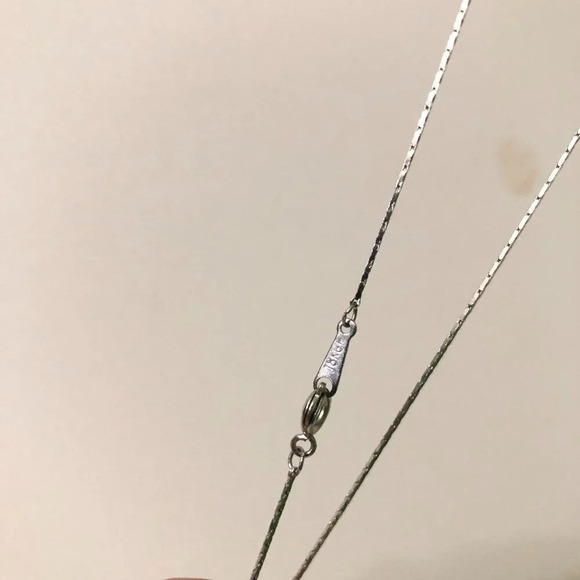 Thin Chain Necklace Silver Tone Stamped 18KGP - Picture 11 of 13